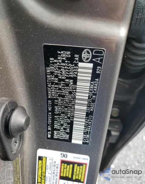 2019 Toyota Corolla L из США, поврежденный, VIN 2T1BURHEXKC155410